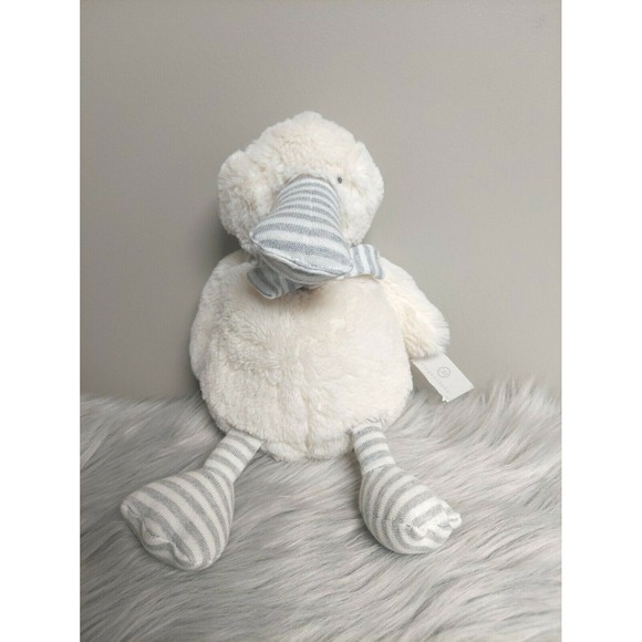 Elegant Baby Other - Baby Needs Elegant Duck Cream Gray Striped 14" Plush Stuffed Toy with Tags